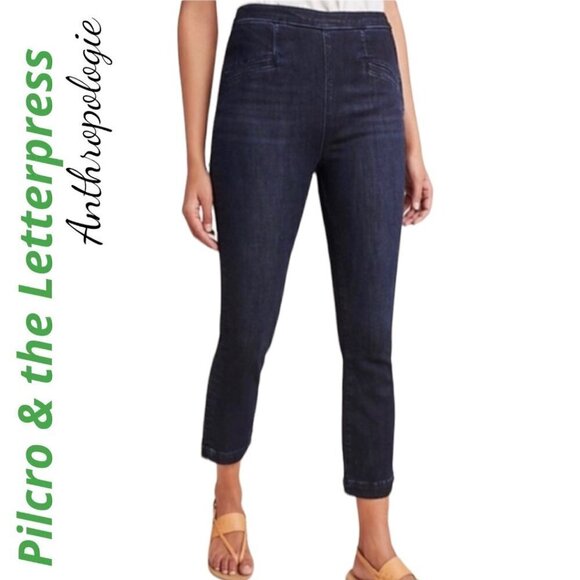 PILCRO & THE LETTERPRESS High Rise Denim Leggings Medium Wash Side Zip, Size 28 - Picture 2 of 13